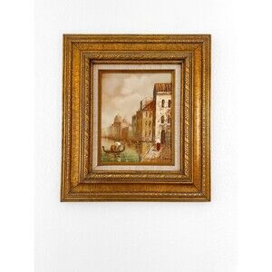Vintage Jarvis Signed Original Italian Oil Painting Gondola Scene Framed Canvas